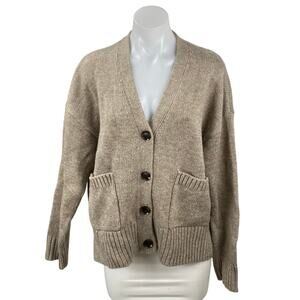 The Drop Brigitte Brown Chunky Long Sleeve Button Down Cardigan Sweater Top Sz M